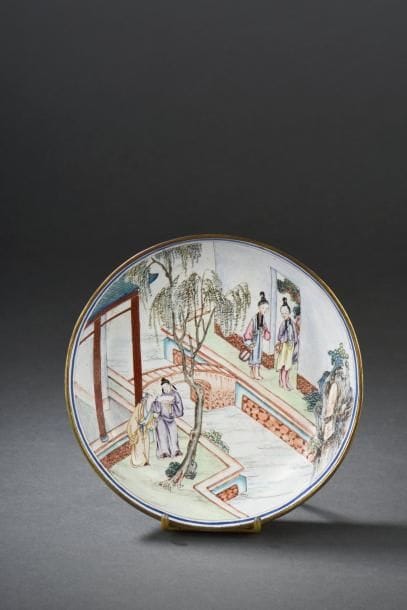 Coupe en émaux de Canton Chine, fin du XVIIIe...