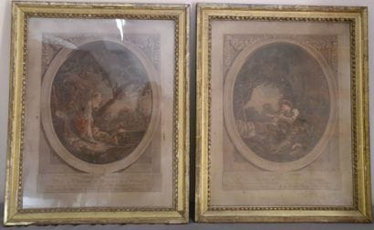 Deux gravures d'après Boucher Le départ du...