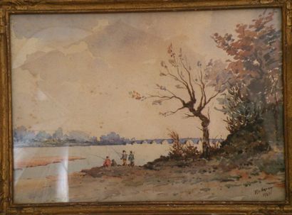 RUBENY, 1932
Vue de la Loire Aquarelle signée...