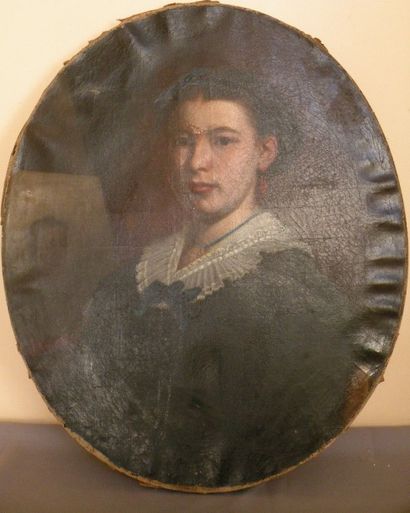 L.P BERNARD, 1870
Portrait de femme Huile...