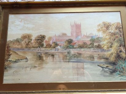 ECOLE ANGLAISE DU XIXe SIÈCLE
Vue de Worcester...