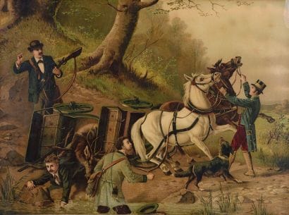 Deux chromolithographies fixées sous verre...