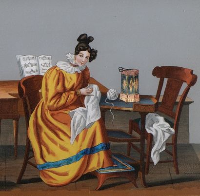 Suite de quatre tableaux en verre églomisé...