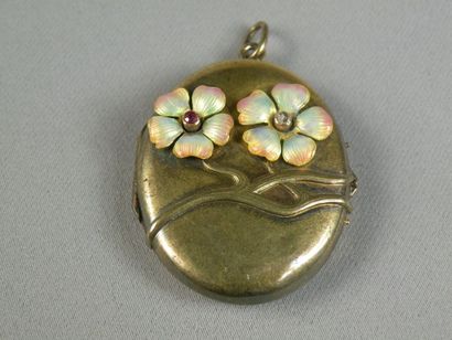 Médaillon pendentif ovale en alliage d'or...