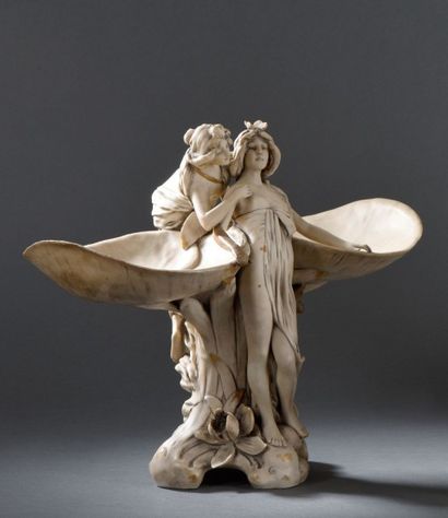 Présentoir double en porcelaine Royal Dux,...