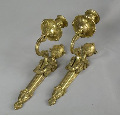 Paire d'appliques en bronze ciselé et doré...