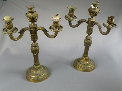 Paire de candélabres d'époque Louis XVI En...