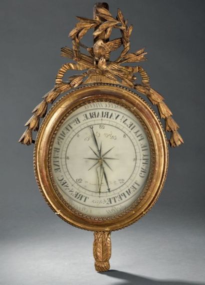 Baromètre en bois sculpté et redoré d'époque...