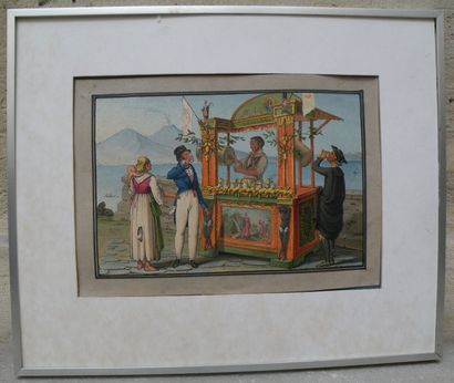 Ecole Napolitaine

Marchand d'eau et de citrons
Aquarelle.
14...