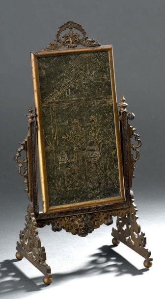 Écran de table en jade vert épinard et sa...