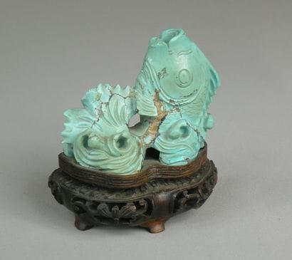 Groupe en turquoise sculptée
Chine, XXe siècle
Représentant...