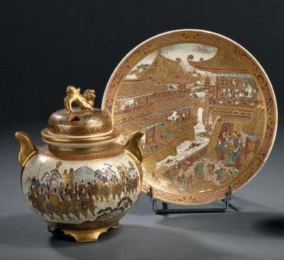 Coupe et brûle-parfum tripode couvert en...