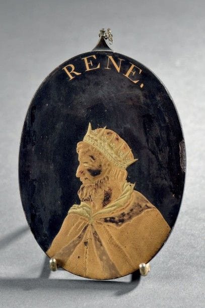 Médaillon en métal laqué représentant le...