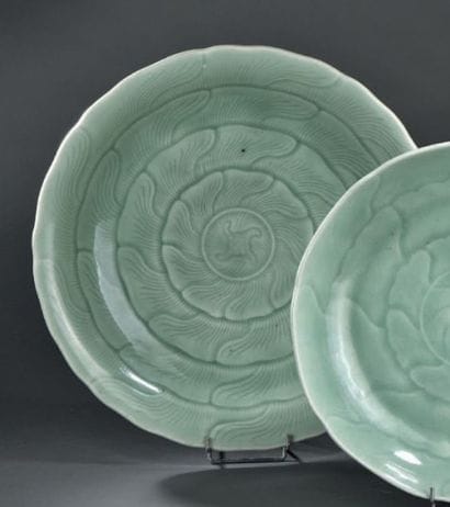 Plat en porcelaine à glaçure céladon
Chine,...