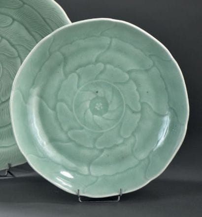 Plat en porcelaine à glaçure céladon
Chine,...