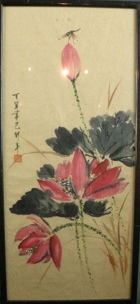Ensemble de huit peintures à l'encre ou encre...