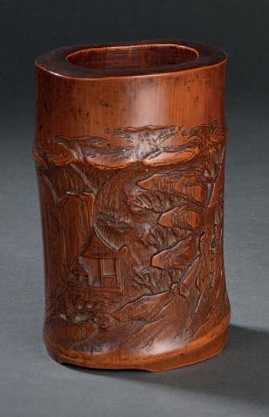 Pot à pinceaux en bambou sculpté
Chine, début...