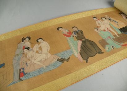 Rouleau à l'encre et couleurs sur soie
Chine,...