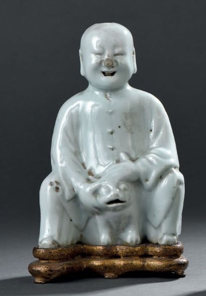 Statuette de Hehe en porcelaine à glaçure...