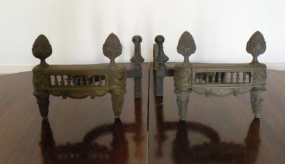 Paire de chenets en bronze de la fin du XVIIIe...