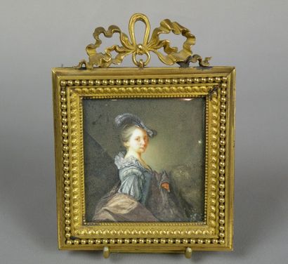 Miniature rectangulaire représentant un portrait...