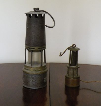 Lampe de mineur en métal et cristal, fin...
