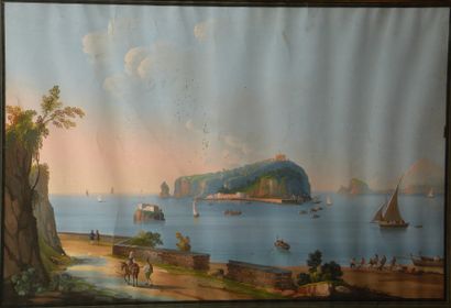 Gouache Napolitaine du XIXe siècle.

Bord...
