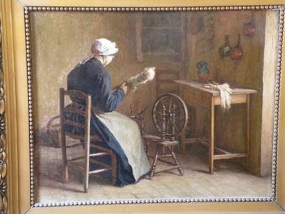 E Mein - École française vers 1880


La fileuse

Huile...