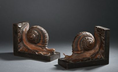 Serre-livres Escargot, en bois taille directe...