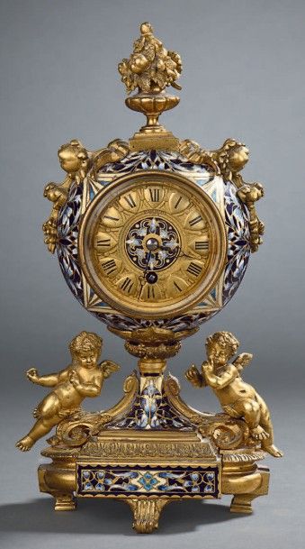 Pendule d'époque Napoléon III En bronze émaillé,...
