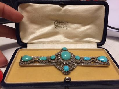 Importante barrette ornée de cabochons de...