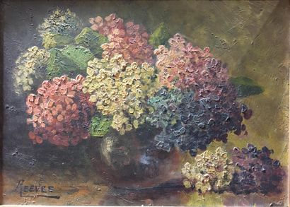 P. REEVES (XIXe-XXe siècle)
Bouquets d'hortensias
Huile...