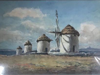 E. DEMANCHY (XXe siècle)
Moulins à vent
Acrylique...