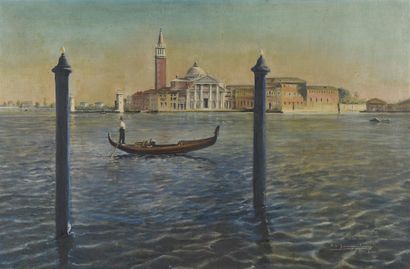 A de JAUREGUIBERRY (XXe siècle)
Vue de Venise,...
