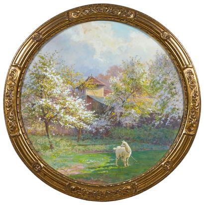 Jules GIRARDET (1856-?)
Cygnes sur un étang,...
