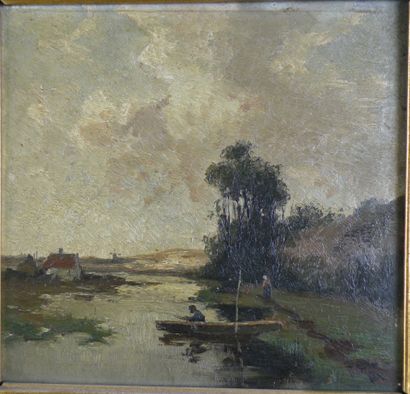 École de Barbizon
Paysage lacustre
Huile...