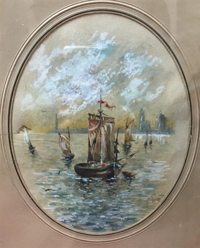 École francaise du XXe siècle
Bateau vénitien
Huile...