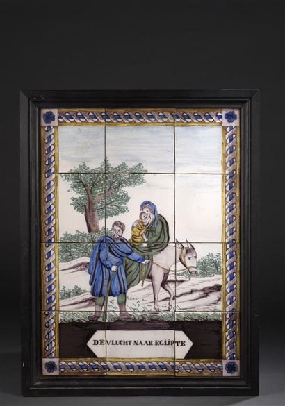 Panneau, Delft, XIXe siècle
En faïence polychrome,...