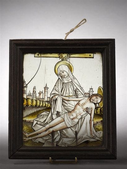 Vitrail en grisaille et jaune d'argent, vers...