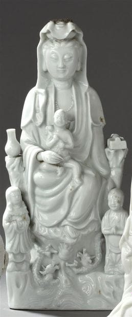 Statuette de Guanyin en porcelaine blanc
de...