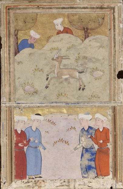 Deux miniatures persanes
Iran, XVIe siècle
Encre,...