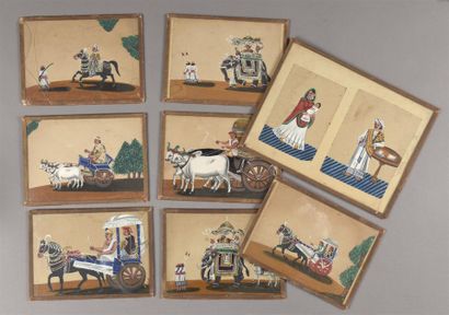 Ensemble de 28 peintures Company School
Inde,...