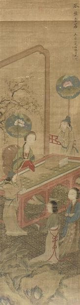 Deux peintures à l'encre et couleur sur soie
Chine,...