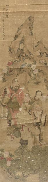 Deux peintures à l'encre et couleur sur soie
Chine,...