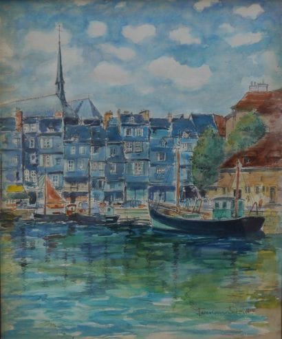 FERNAUX, Denis
Fécamp 
Aquarelle sous verre
52...
