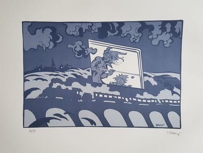 FOREST, Jean-Claude
Femme bleu train 
Sérigraphie,...