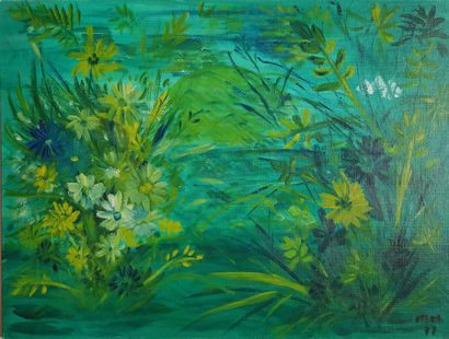 NYS, Marianne
Fleurs 
Huile sur carton
46...