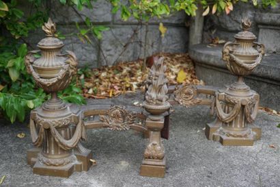 Paire de chenets en bronze. Style Louis ...