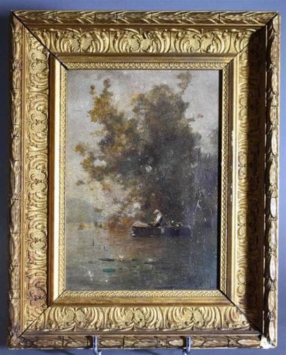 Jean D'ALHEIM (1832-1894)
Paysage lacustre
Huile...