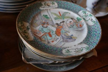 Assiettes Chine et soucoupes Satsuma.							...